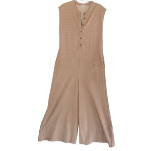 Entro Sleeveless Striped Wide Leg Soft Jersey Feel Jumpsuit Rasberry/Cream Small